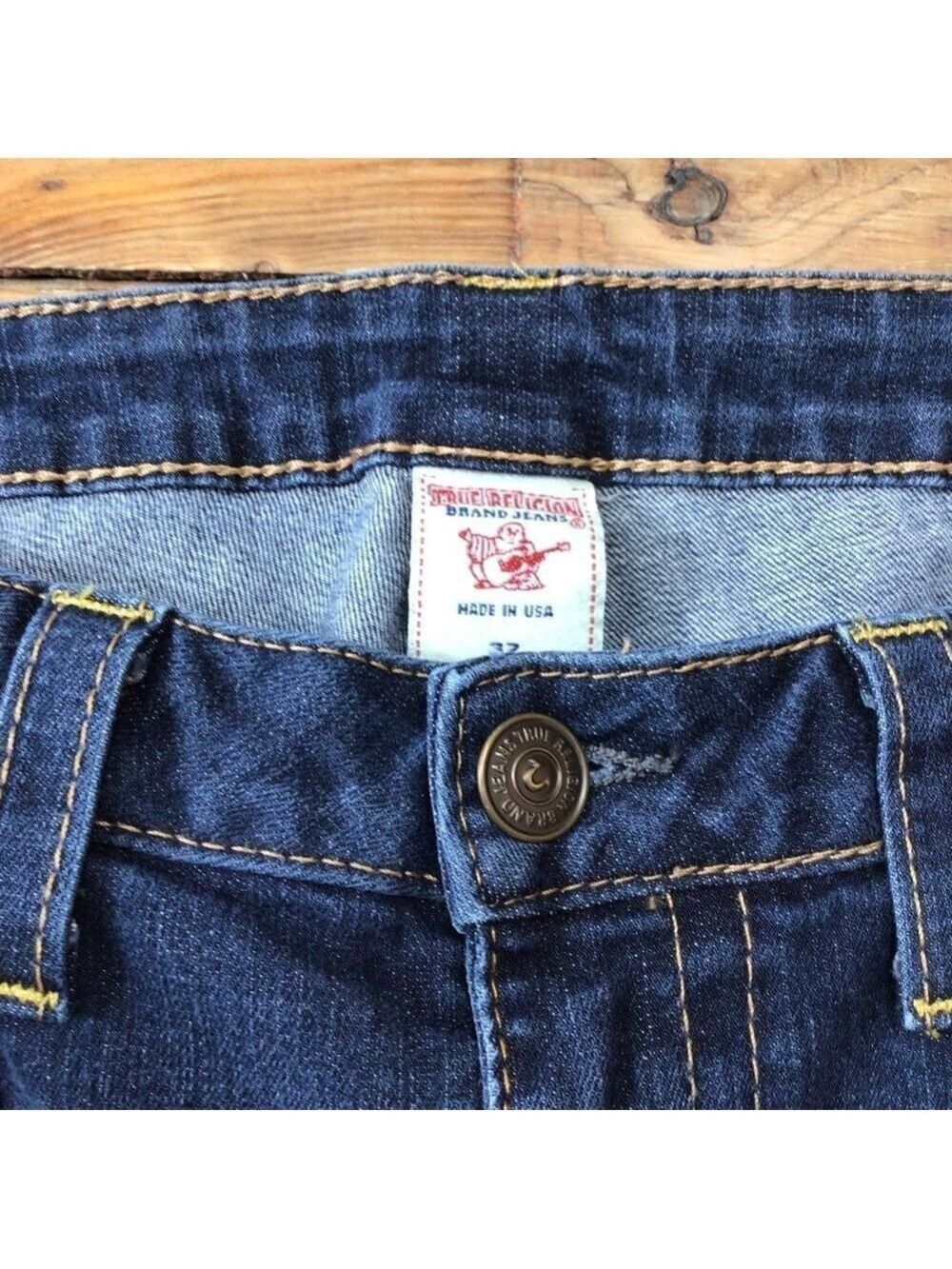 True Religion Avery Low Rise Bootcut Jeans Dark Wash Flap Pocket Size 32 - Picture 4 of 13